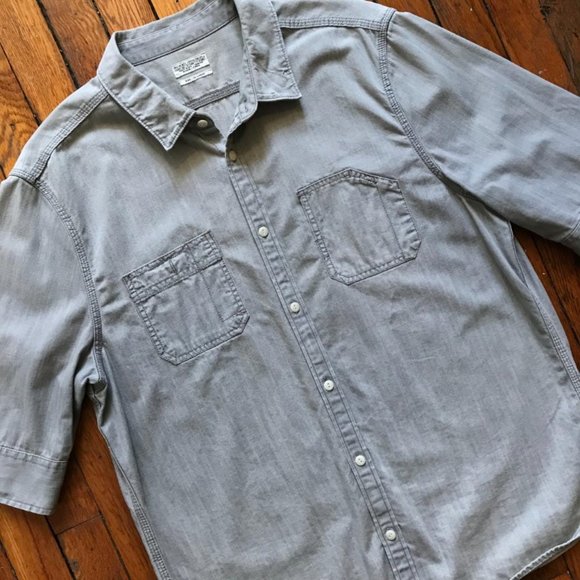 AllSaints Spital Fields Men's Light Grey 3/4 Sleeve Button Down Shirt. - Picture 2 of 4